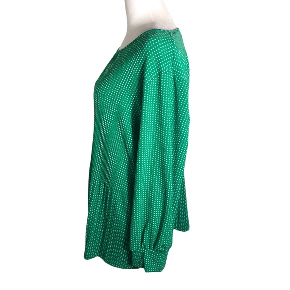 Adriana Papell green/white long sleeve top. Sz Large - Picture 2 of 7